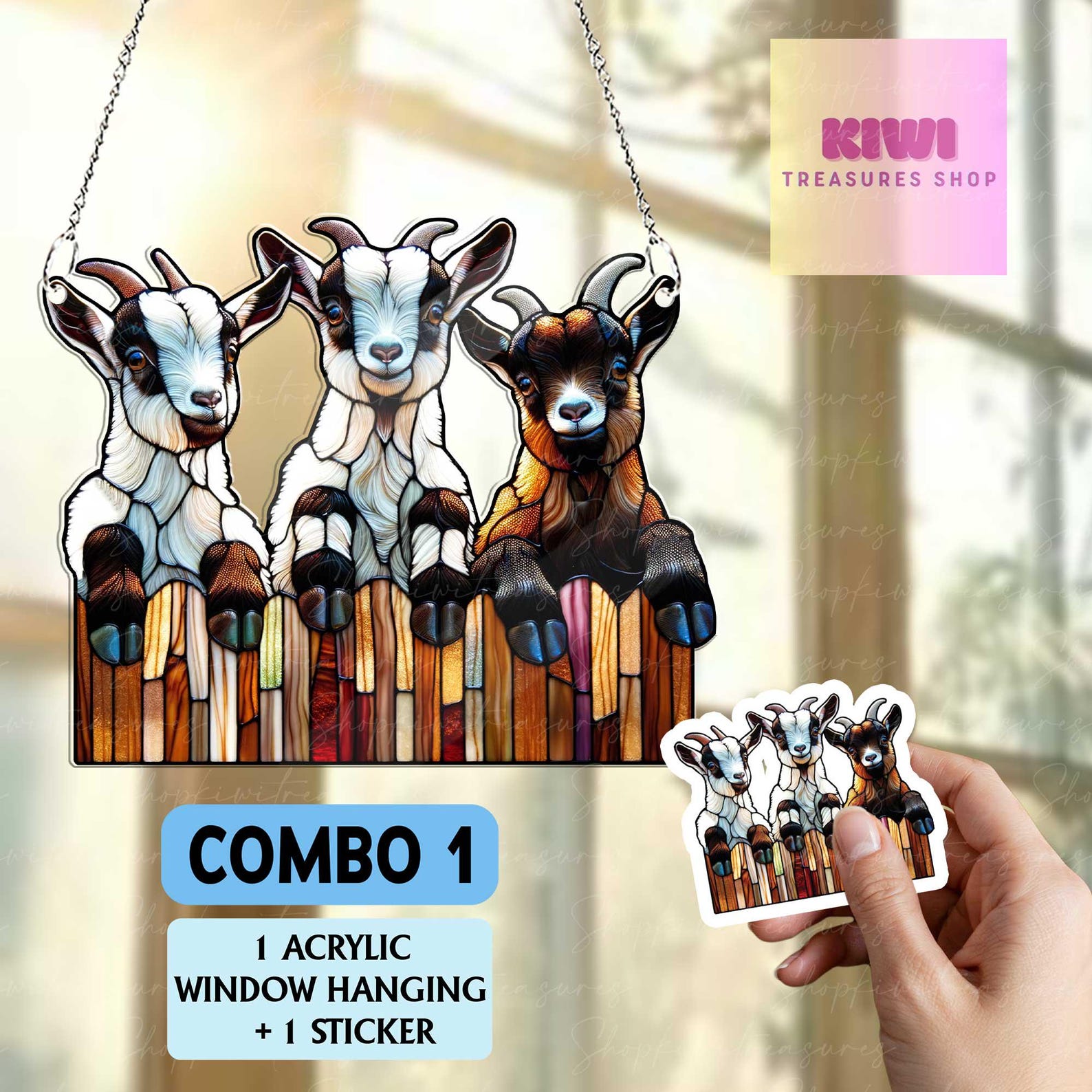 Curious Goats Acrylic Window Hanging: Farmhouse Decor Gift - Etsy