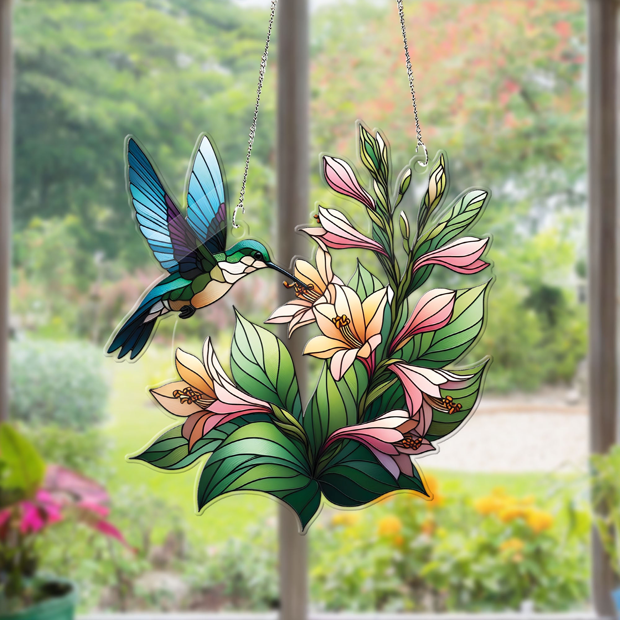 Hummingbird & Hosta Acrylic Window Hanging: Bird Lover Gift - Etsy