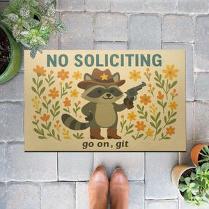 Lustig Keine Einholen Fußmatte | Cowboy Waschbär Willkommen Matte | Gehen Auf Git Porch Teppich | Western Front Tür Dekor | Rustikales Landhaus Geschenk