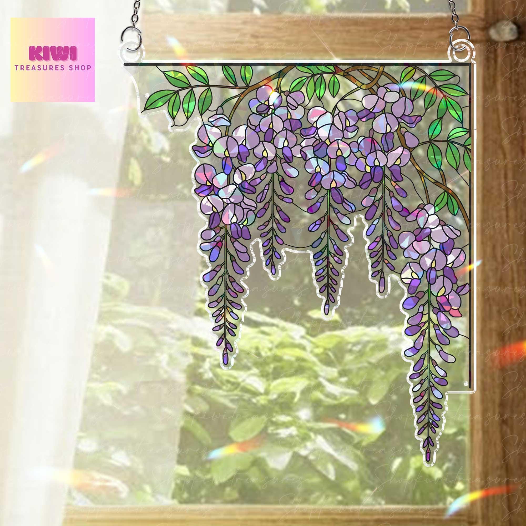 ホログラフィック藤のサンキャッチャー - 花柄アクリル窓飾り - Etsy 日本