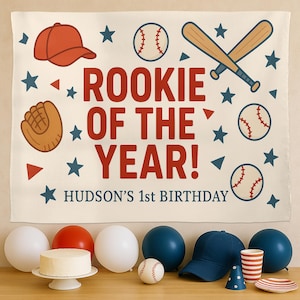 Personalized Baseball Birthday Banner: Rookie of the Year Tapestry