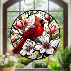 Cardinal & Magnolia Acrylic Window Hanging: Bird Home Decor - Etsy