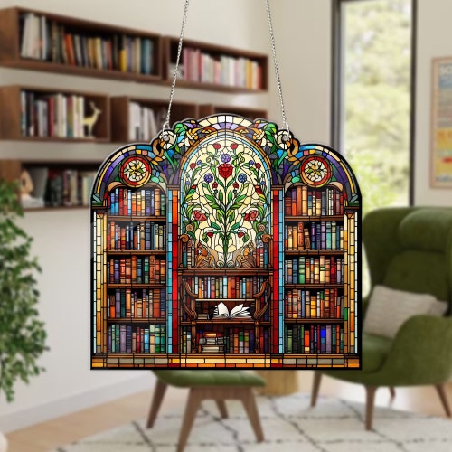 Accrochage de fenêtre de bibliothèque en acrylique : décoration d'intérieur pour amoureux des livres