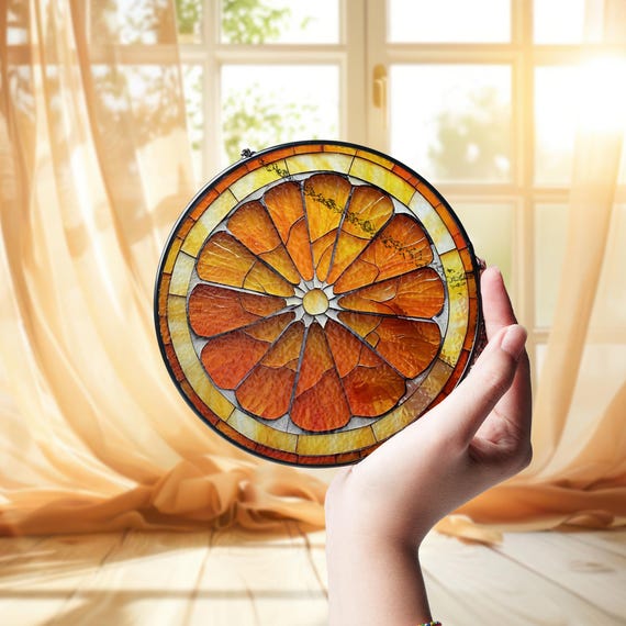 Orange Slice Glass Suncatcher: Citrus Window Art Decor - Etsy