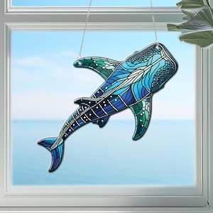 Whale Shark ACRYLIC window hanging, Whale Window Hangings, Nature, NOT suncatcher, Gift For Her, Home Decor, Sea animal, not glass