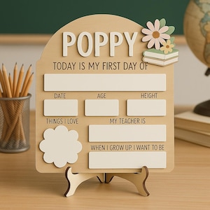Personalized First Day of School Board: Reusable Photo Prop, Pastel Gaming