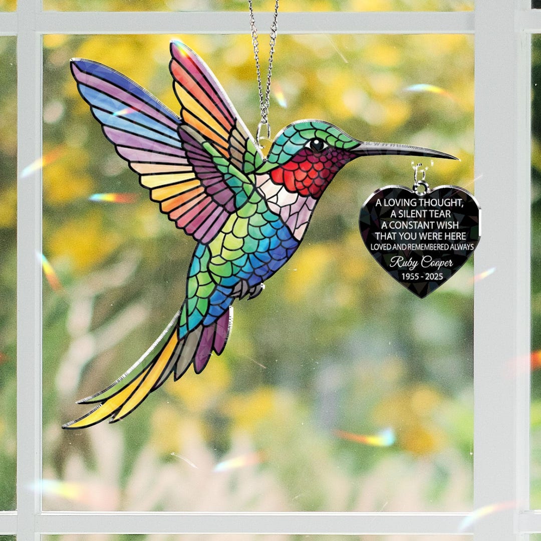 Holographic Hummingbird Memorial Acrylic Suncatcher – Personalized in ...