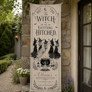 Die Hexe wird angehängt Leinen Tapisserie, Halloween Bachelorette Party Banner