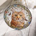 Custom Cat Portrait Glass Suncatcher, Glass Cat Memorial, Custom Cat Portrait from Photo, Sympathy Gifts, glass Cat