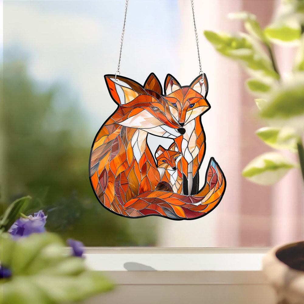 Fox Acrylic Window Hanging 2D, Fox Decor Gift, Fox Window Hanging Decor, Fox Window Decor, Wall Art Decoration, Gift For Home Office Housewarming, Gift For Animal Lovers