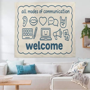 Tapisserie pour orthophoniste, banderole de bienvenue tous modes de communication, décoration de salle de classe orthophoniste, cadeau de rentrée pour thérapeutes