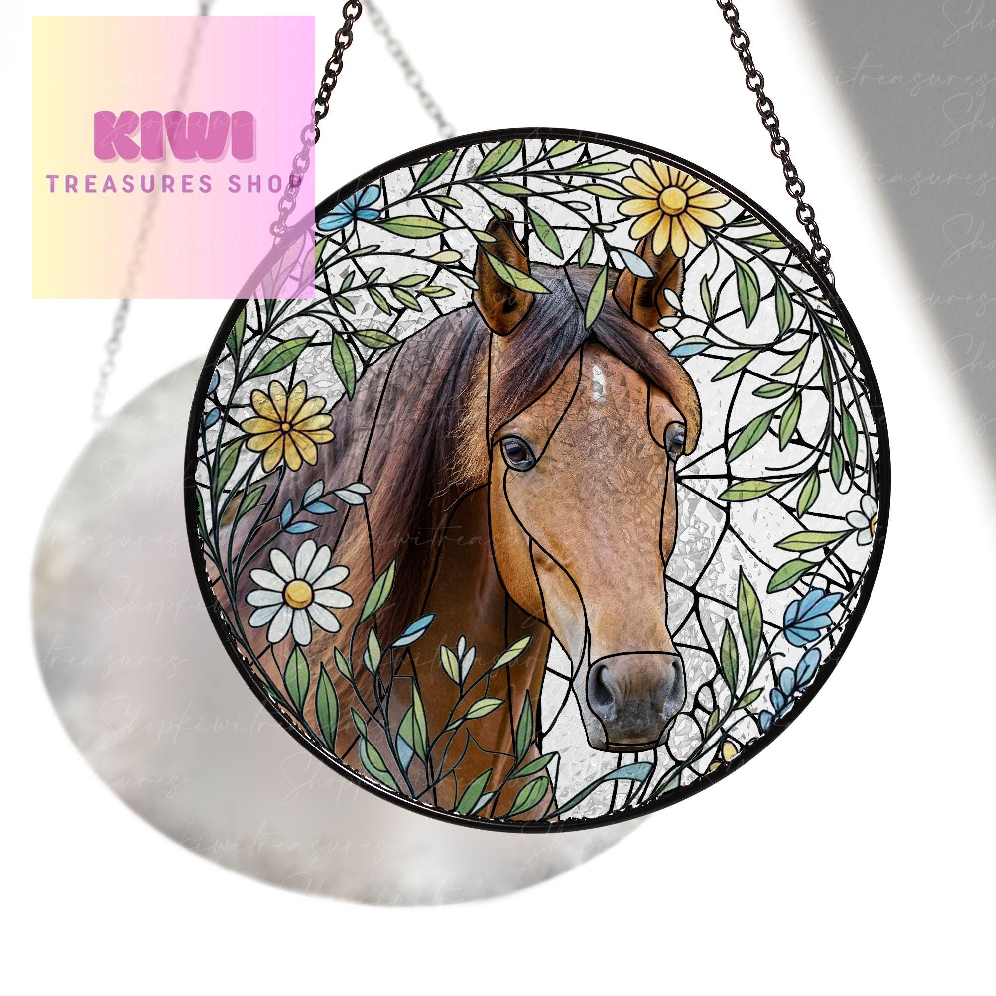 Custom Horse Portrait GLASS Suncatcher, Stained Glass Horse Memorial, Custom Horse Portrait from Photo, Sympathy Gifts, Horse Lovers Gift