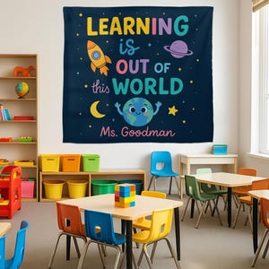 Custom Teacher Tapestry: Space Theme Classroom Decor