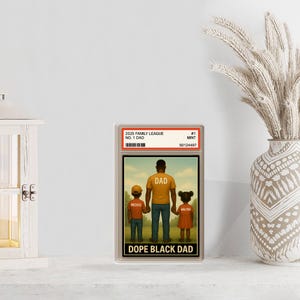 Dope Black Dad Benutzerdefinierte Acrylblock | Personalisiertes Vatertagsgeschenk von Kindern | No.1 Dad Kartenkunst | Schwarzer Vater Geschenk Display