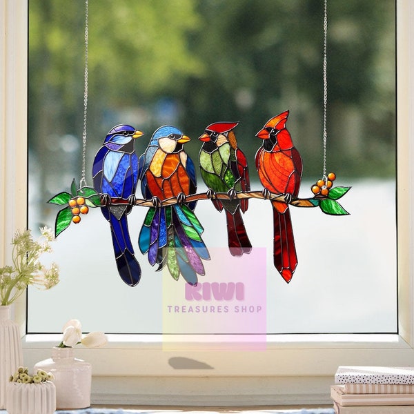Bird of Prey FAUX Stained Glass, Acrylic Window Hanging, Wall Art, Bird lovers gift, Bird Nerds, Mothers day gift, NOT SUNCATCHER