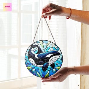 Orca Suncatcher | Glass Killer Whale Window Hanging