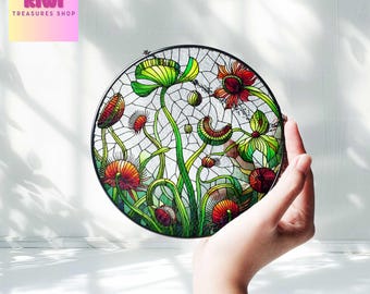 Venus Flytrap Glass Suncatcher: Carnivorous Plant Decor