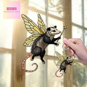 Adorno de ventana acrílico de zarigüeya hada: decoración fantástica y caprichosa