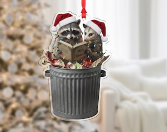 Adorno de mapache divertido – Decoración navideña de zarigüeya y panda basura