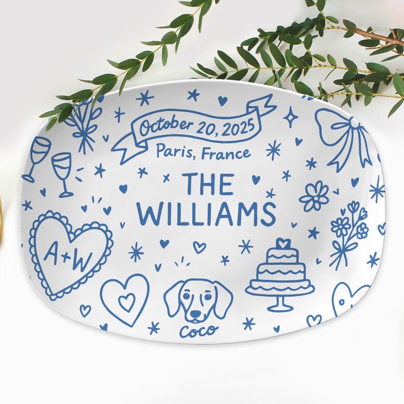 Personalized Wedding Platter: Custom Bridal Gift, Names & Date - DECOR only