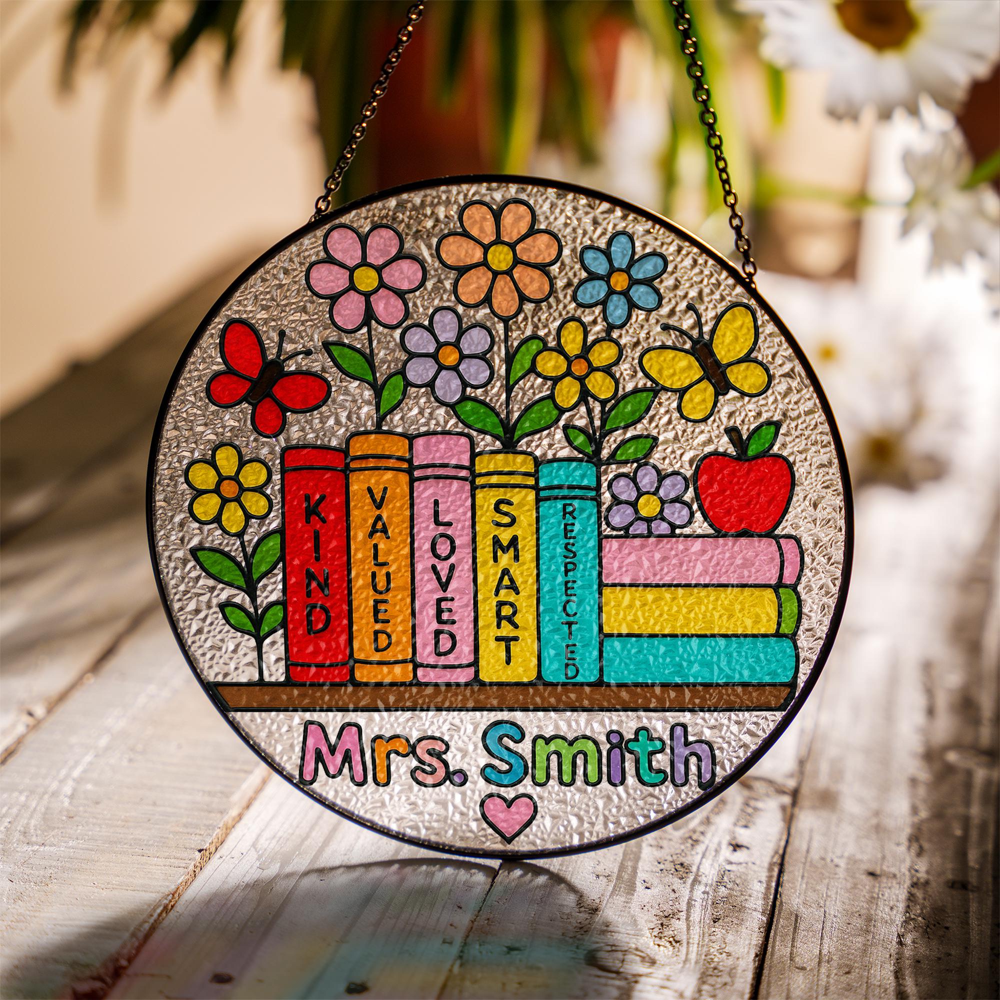 Custom Stained Glass Teacher Suncatcher: Appreciation Gift, Classroom Decor - Ireland
