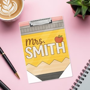 Personalized Teacher Clipboard: Custom Pencil Design, Acrylic, Back to School Gift