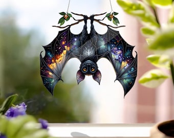 Bat Gothic Acrylic Window Hanging, Indoor Decor, Bat lovers gift, Funny Bat window decor, FAUX STAINED GLASS, Not Suncatcher