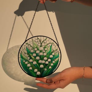 Lily of the valley  GLASS suncatcher Hanging, lily lovers, Window hanging, Suncatcher lily of the valley suncatcher, Housewarming gift