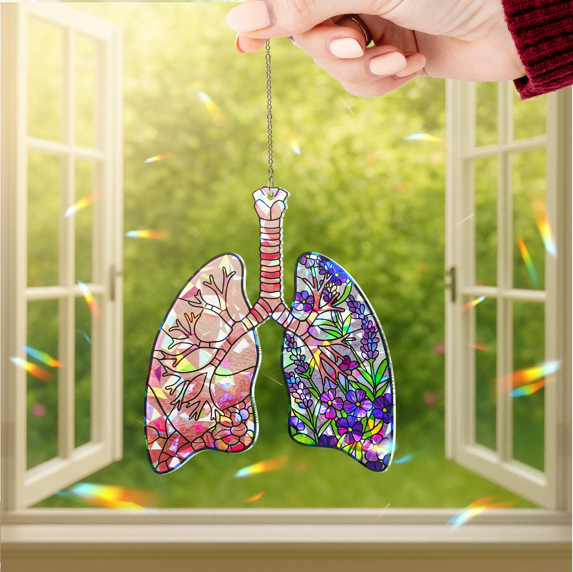Floral Lungs Holographic Suncatcher: Acrylic Window Ornament