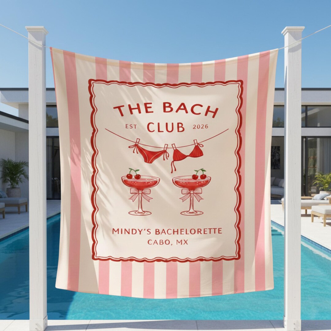 Custom Cherry Margarita Bachelorette Tapestry Banner Personalized Wall ...