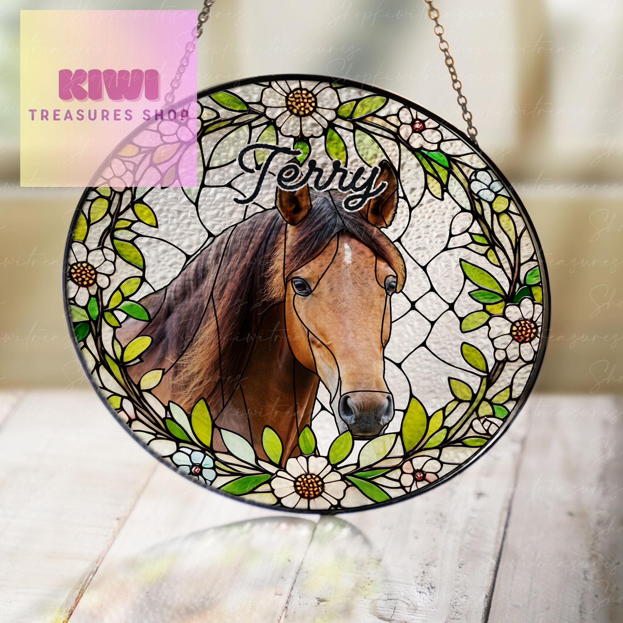 Custom Horse Portrait GLASS Suncatcher, Stained Glass Horse Memorial, Custom Horse Portrait from Photo, Sympathy Gifts, Horse Lovers Gift
