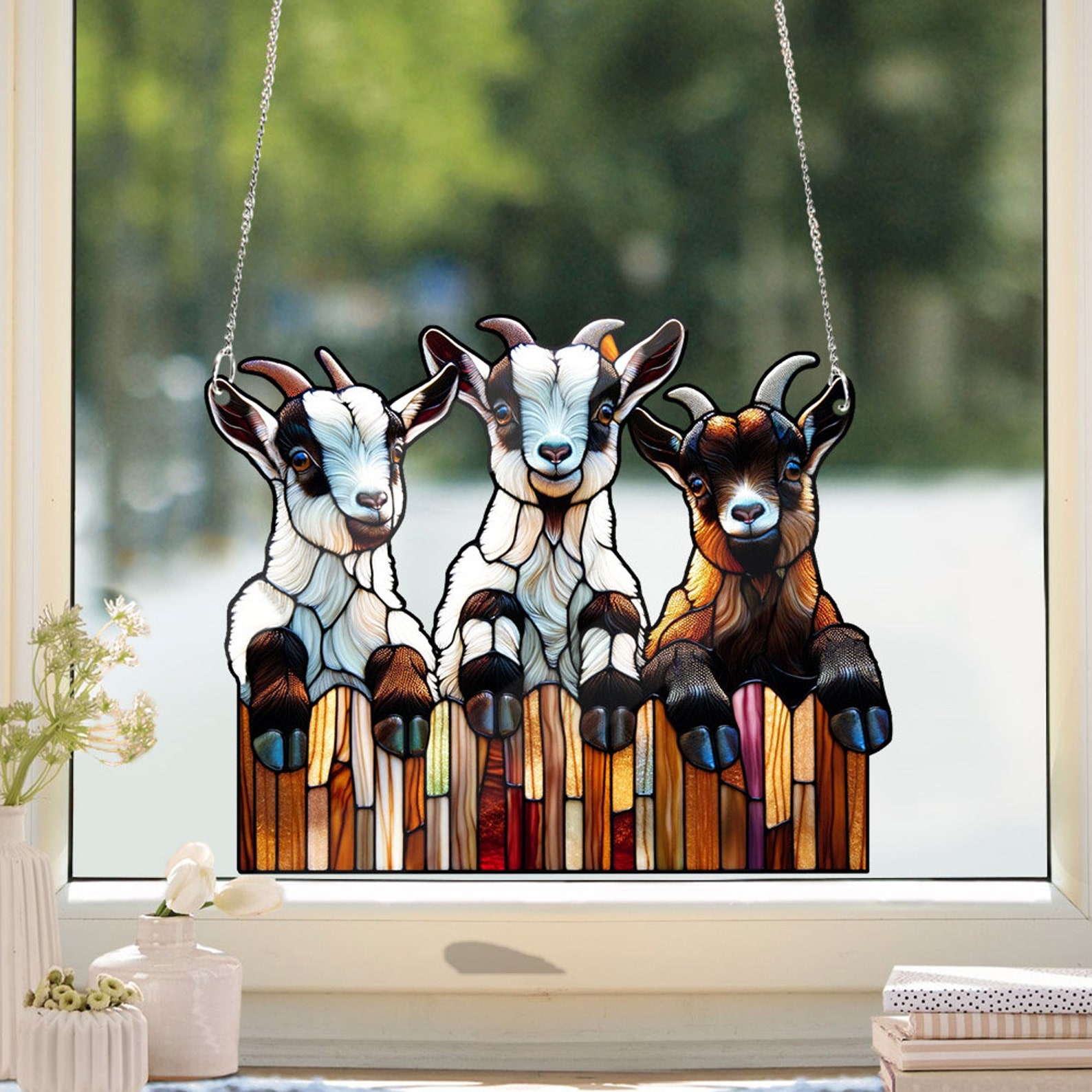 Curious Goats Acrylic Window Hanging: Farmhouse Decor Gift - Etsy