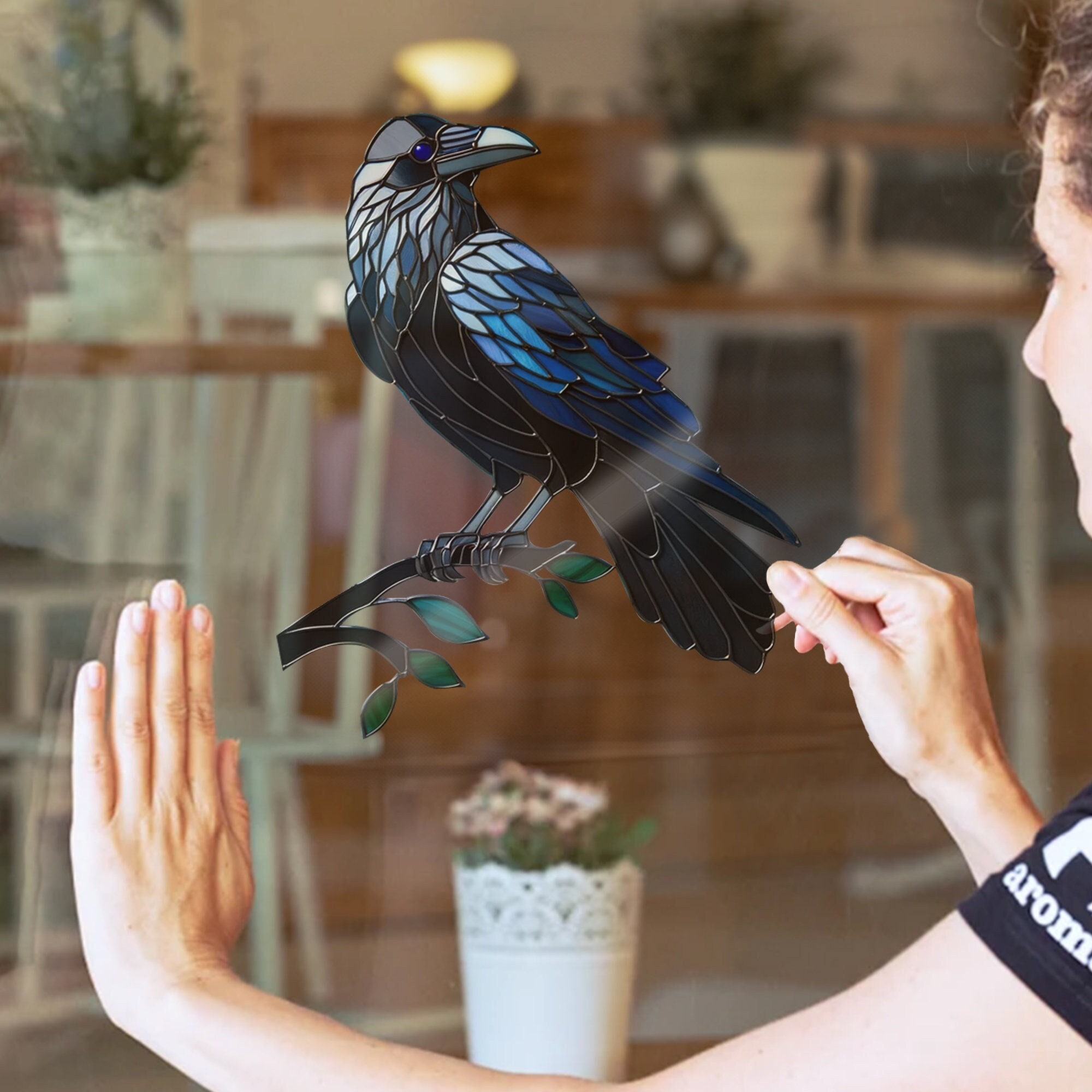 Raven Vinyl Decal: Gothic Window Art, Spooky Home Decor
