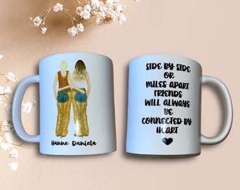 Personalisierte 11oz Tasse für Western-Reiterinnen: Einzigartiges Geschenk mit Namen und Frisuren für Freundinnen Reiten Pferd Freundinnen