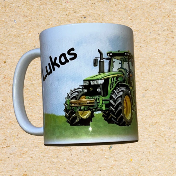 Individuelle Traktor Tasse für Kinder/Junge/Mädchen: Personalisierbarer Trecker-Spaß! Namenstasse Tasse Name individuell Geschenk Junge