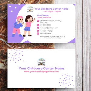 Cartão de visita para creche, cartão de visita para creche, cartão de visita editável para creche, cartão de visita editável para creche, cartão de visita para pré-escola