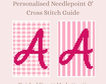 Personalised Needlepoint Initial Luggage Tag Insert | PDF Chart | Beginner Stitching & Self Finishing