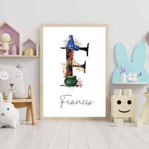 Custom initial print, name printable, personalized name print, personalized initial name print, name print,nursery print, custom birth print