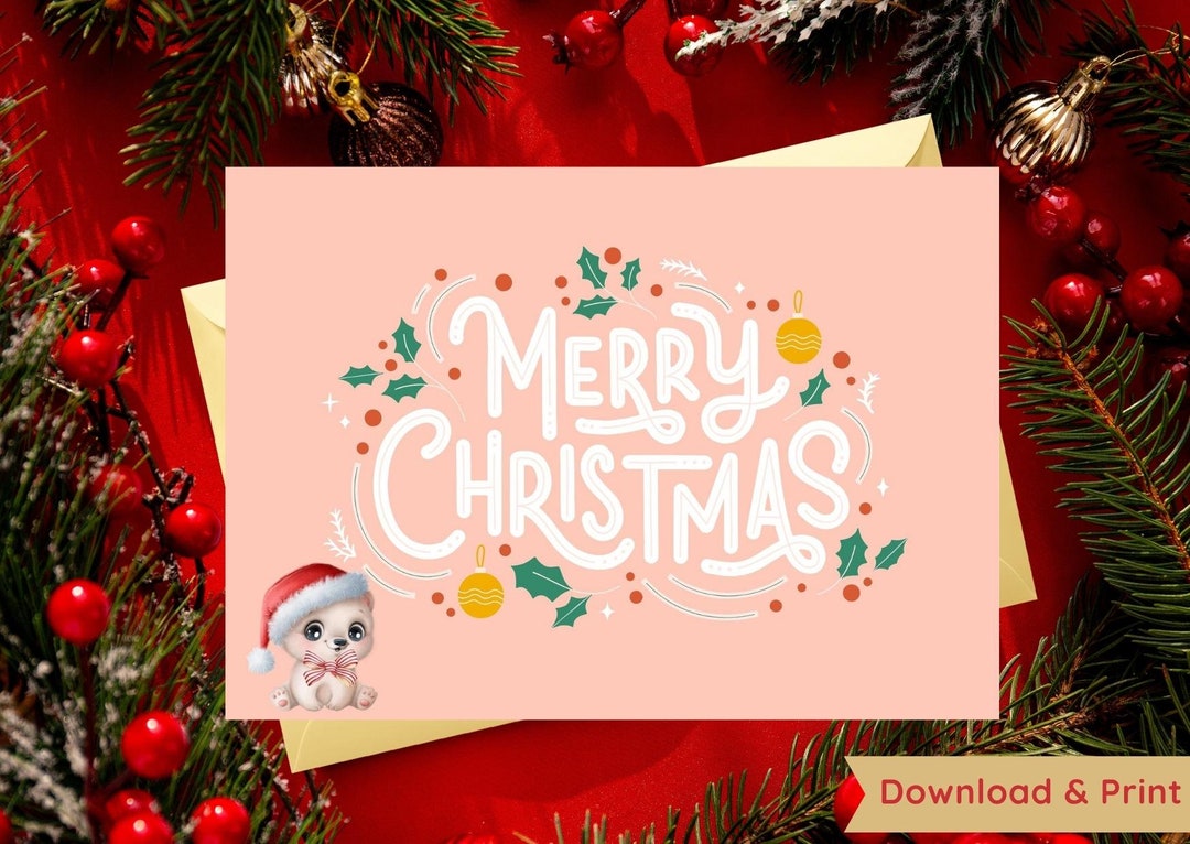 Christmas Card Digital Download Printable Xmas Card Etsy