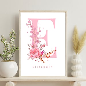 Custom initial print, name printable, personalized name print, personalized initial name print, name print,nursery print, custom birth print