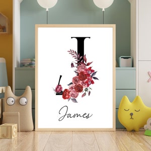 Custom initial print, name printable, personalized name print, personalized initial name print, name print,nursery print, custom birth print