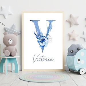 Custom initial print, name printable, personalized name print, personalized initial name print, name print,nursery print, custom birth print