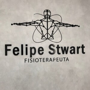 May include: Black and white logo of a stylized human figure with connected dots, with the text "Felipe Stwart" and "FISIOTERAPEUTA" below.
