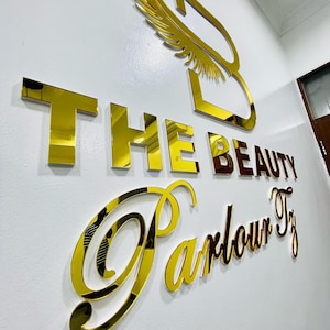Custom Lasercut sign, Metal logo, Salon Sign, Metallic Letters, Indoor Sign, Reception sign, Lobby Sign, Office Sign, Wall Decor sign