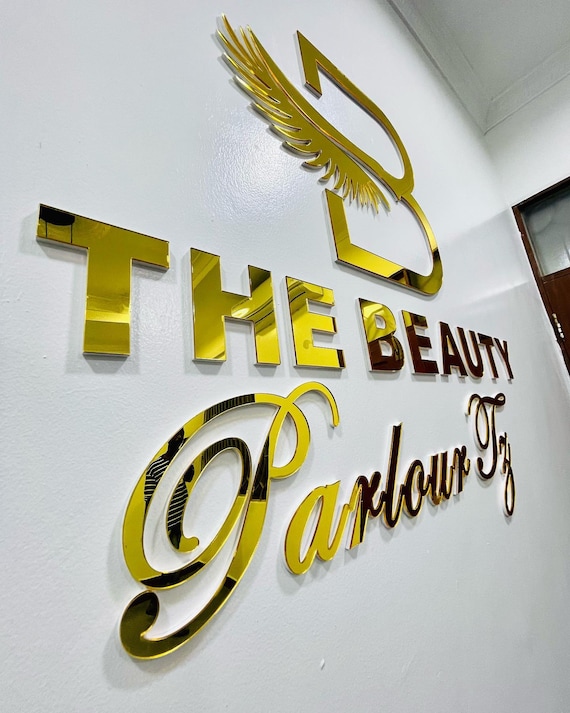 Custom Lasercut sign, Metal logo, Salon Sign, Metallic Letters, Indoor Sign, Reception sign, Lobby Sign, Office Sign, Wall Decor sign