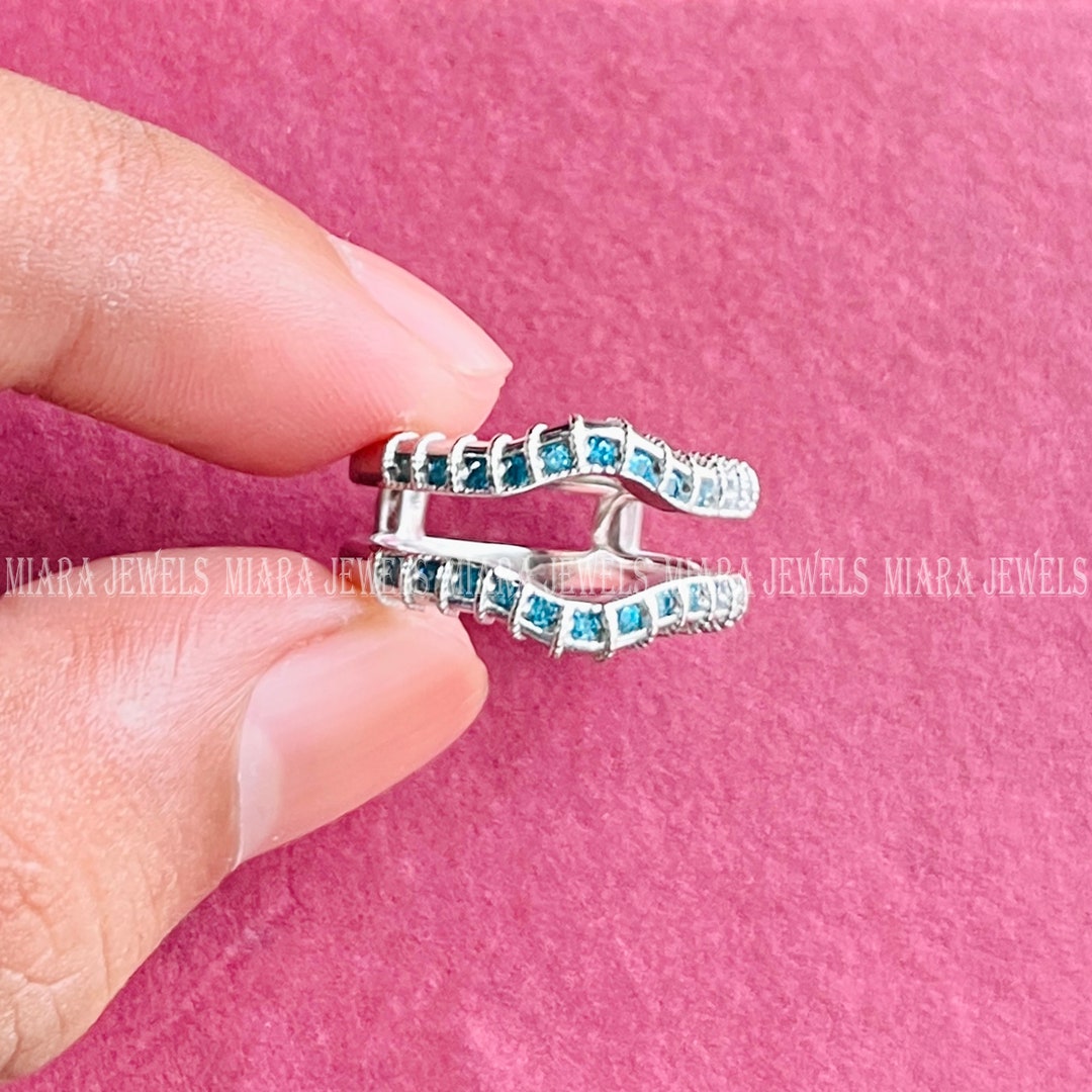 Enhancer Ring Guard, 0.50 Ct Round Cut London Blue Topaz Engagement ...