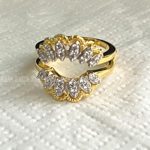 0.25 Ct Round Cut White Diamond Engagement Ring Enhancer Guard 14k Yellow Gold Over 925 Sterling Silver, Enhancer Ring Guard