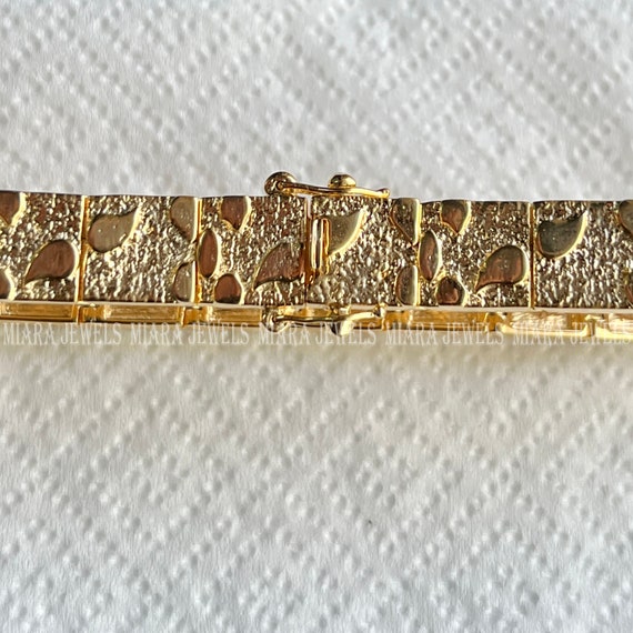 14k Yellow Gold Over Handmade Adorable Men's Nugget Bracelet 13mm8