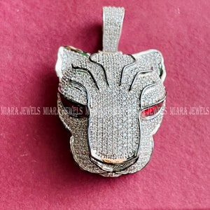 Panther Pendant, 2.50 Ct Round Cut Cubic Zirconia Panther Head Charm Pendant 14k White Gold Finish 925 Silver
