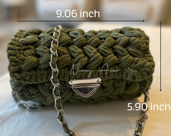 Hand Woven Bag/ Handmade Bag/ Crochet Bag/ Knitted Bag/ Hand Knitted Bag/Luxury Bag/Women's Bag/ Designer Bag/Green Bag/Shoulder Bag